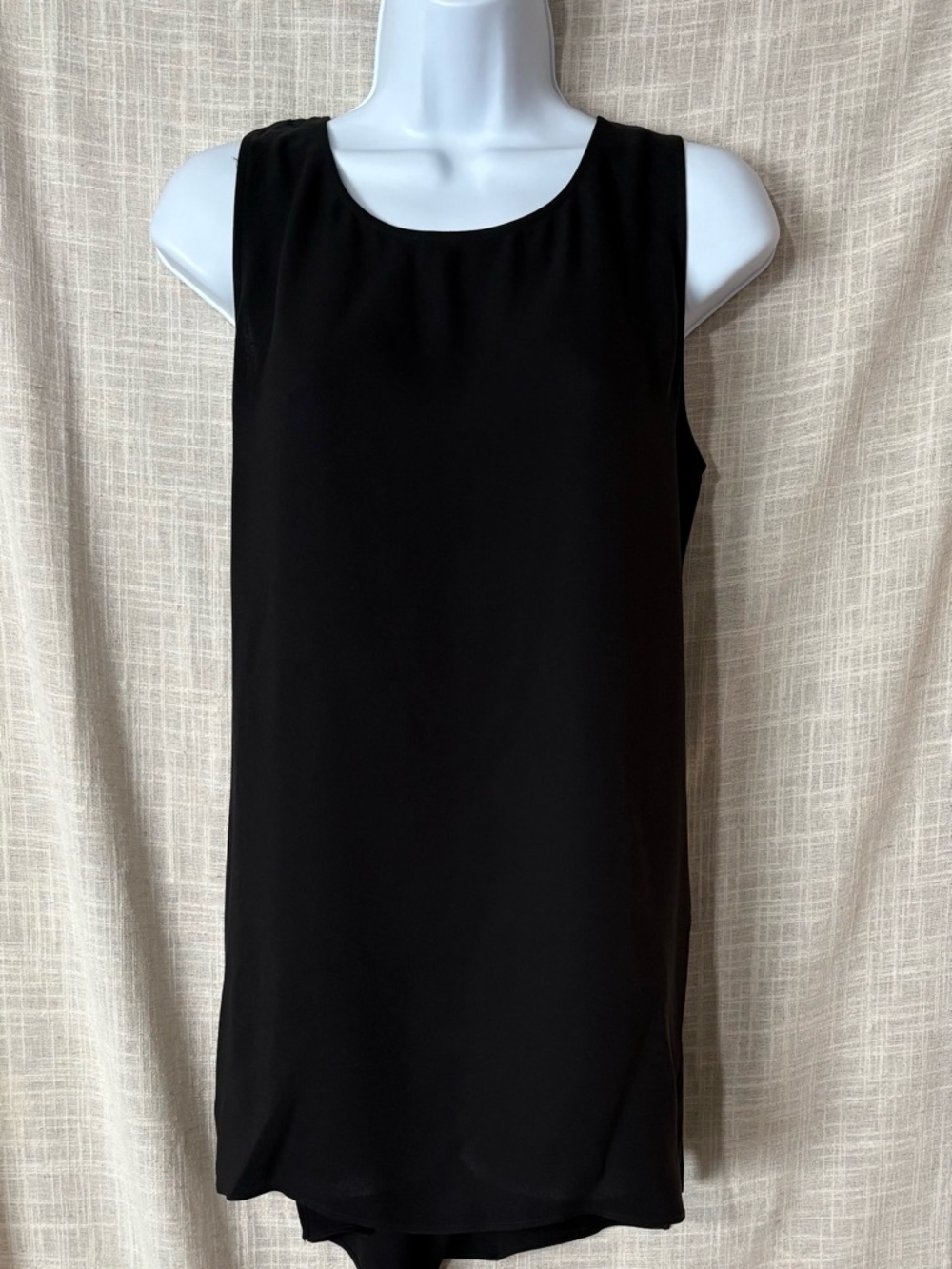 Lafayette 148 New York Black Silk Scoop Neck Sleeveless Tank Top Women's Size M